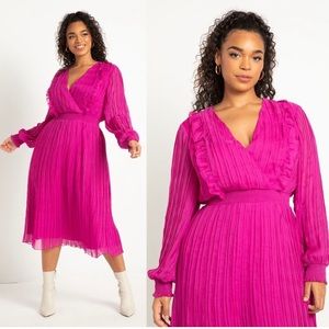 ELOQUII Surplice Bodice Pleated Dress Size 22